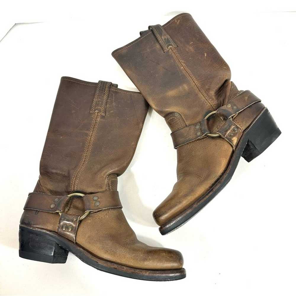 Frye Brown Leather Harness Boots Size 7 - image 9