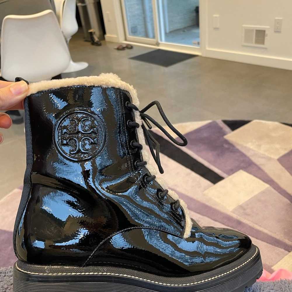 Tory Burch Patent Leather Combat Boots SIZE 8 exc… - image 2