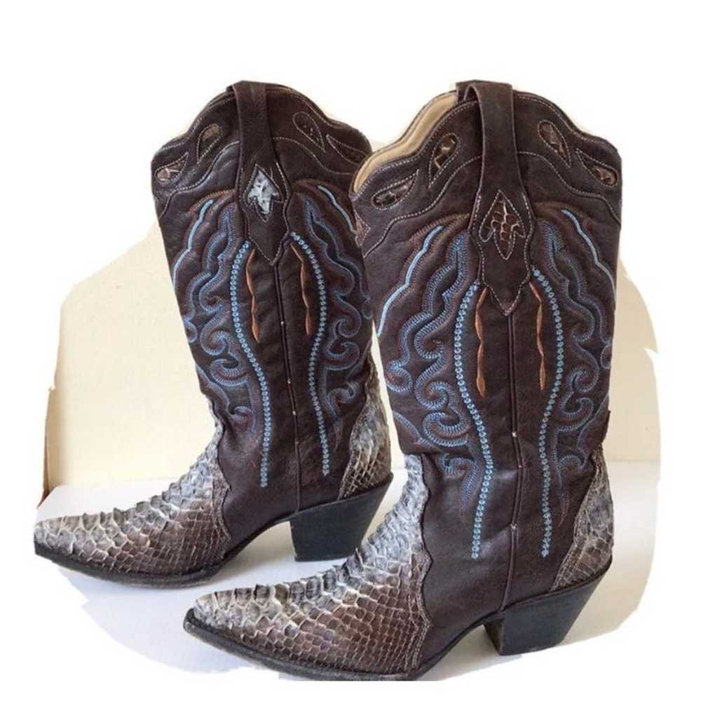 Cowboy, Cowgirl boots, women’s Leather python 7.5… - image 2