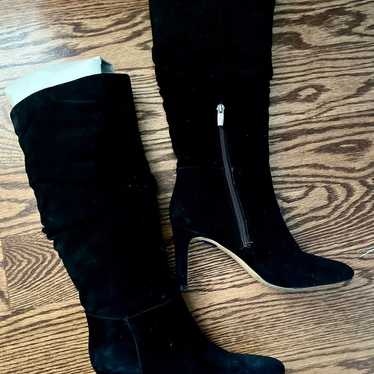 Vince Camuto slouchy black suede heeled boot