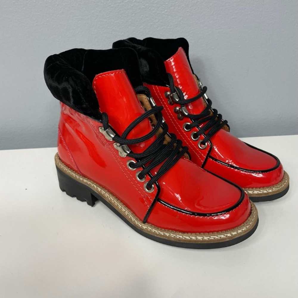 GANNI Red Patent Leather Lace-Up Boots - image 2