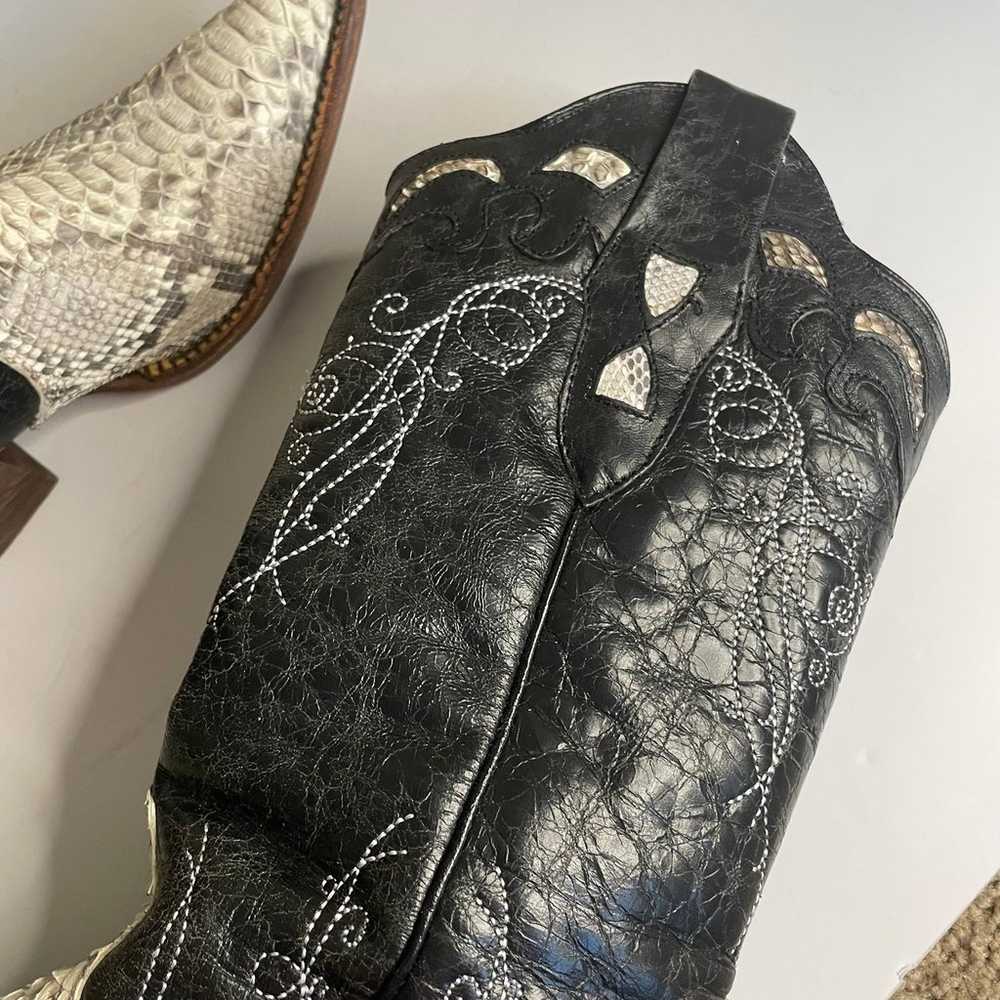 J.B Dillion Black And White Snake Skin Boots 5.5 - image 8