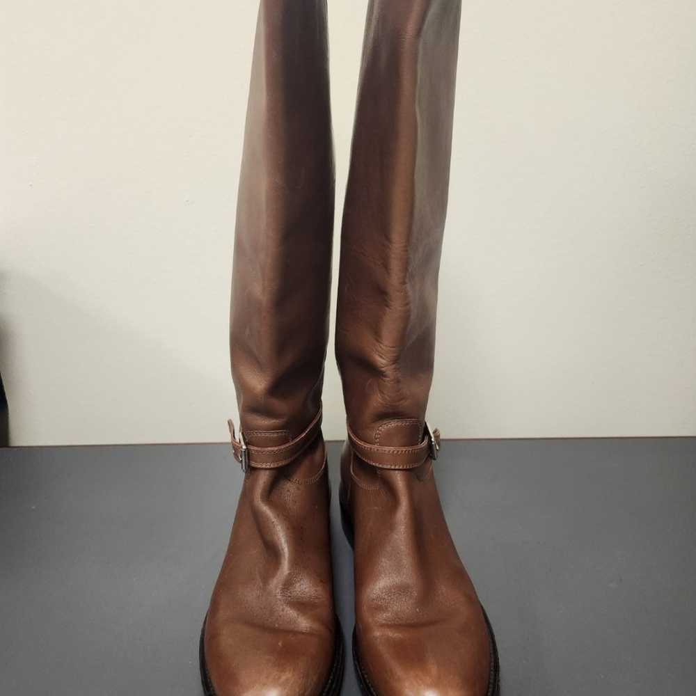 Gianvito Rossi Brown Leather Tall Low Heel Boots … - image 1