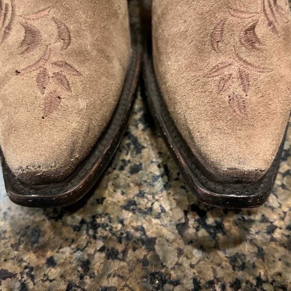 Lucchese Cowboy Sz 7.5 Tan Etched Vamp Suede Boot… - image 4
