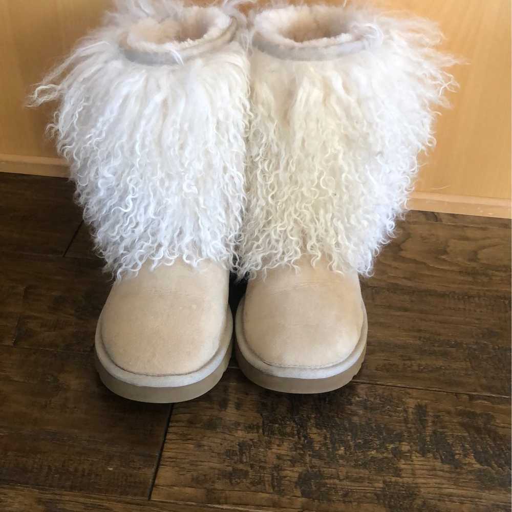 Ugg MONGOLIAN SHEEPSKIN CUFF SHORT Boots 7 fur An… - image 2