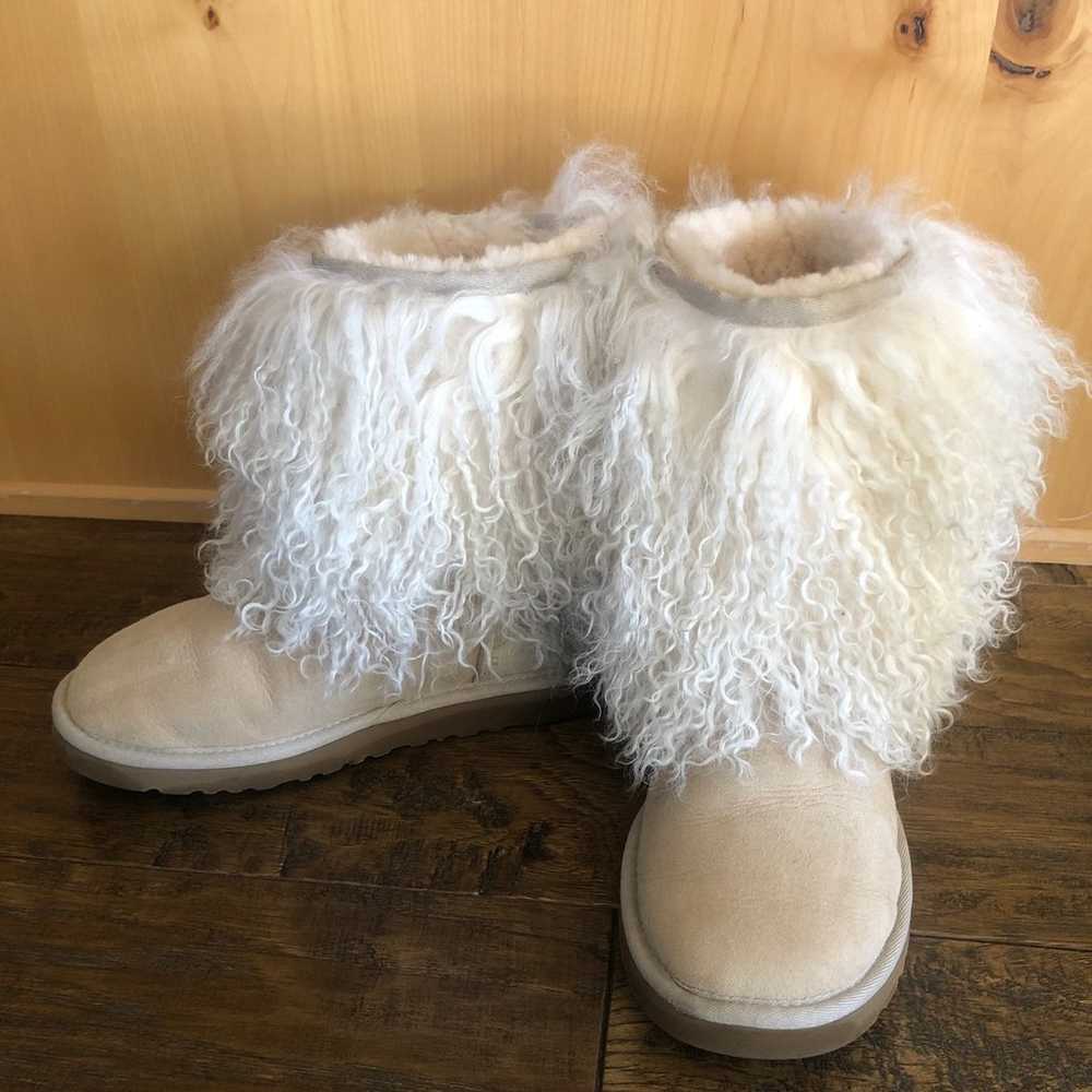 Ugg MONGOLIAN SHEEPSKIN CUFF SHORT Boots 7 fur An… - image 4