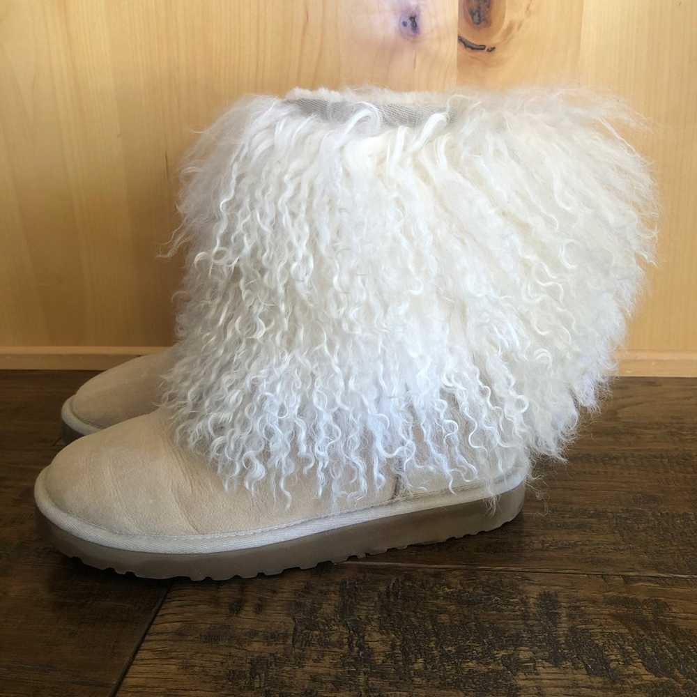 Ugg MONGOLIAN SHEEPSKIN CUFF SHORT Boots 7 fur An… - image 5