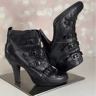ASH Black Leather Strappy Ankle Bootie