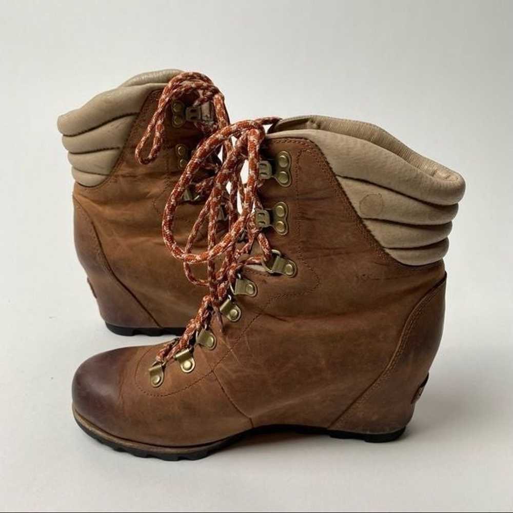 Sorel Conquest Wedge Ankle Boots Elk Camel Leathe… - image 3