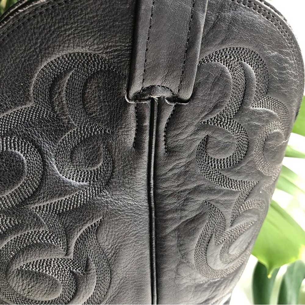 Nocona made in USA Black Leather Western Cowboy B… - image 5