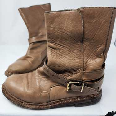 Burberry Grantville Brown Leather Moto Boots 40