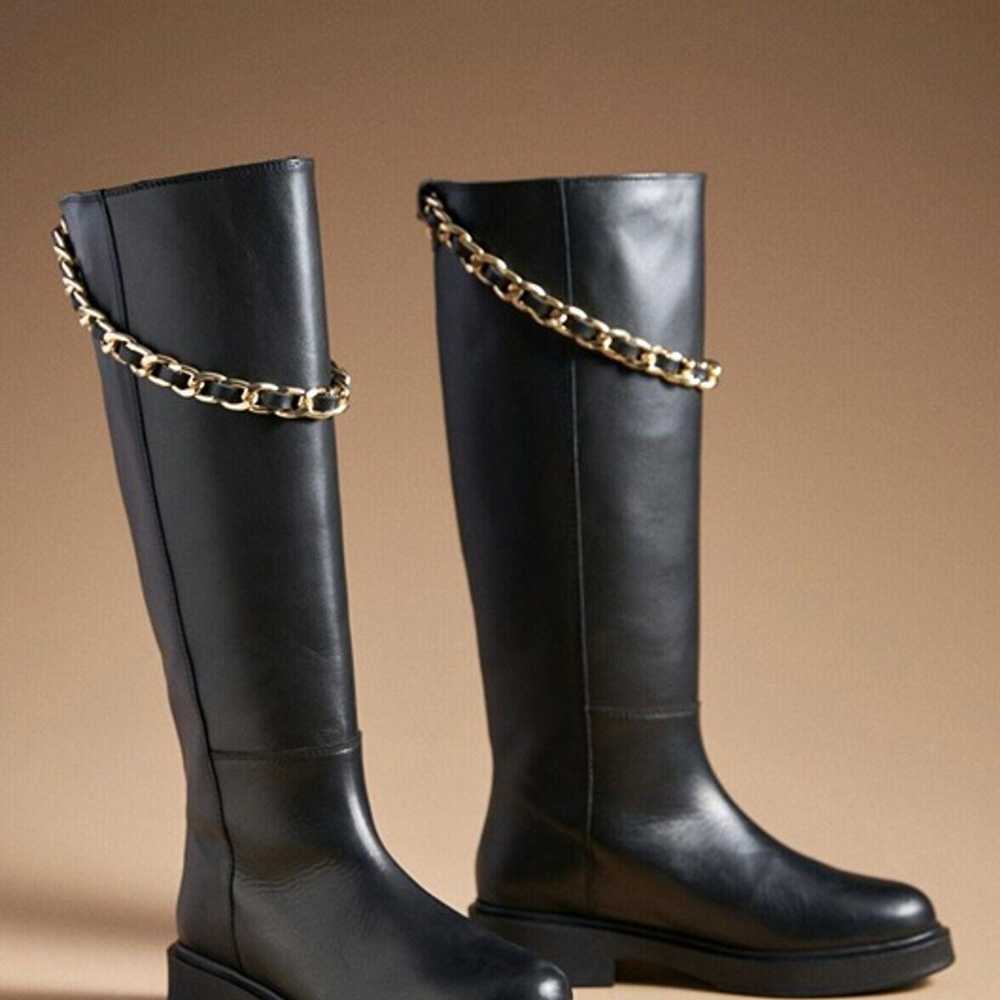 Anthropologie Alohas Black Leather Pier Boots Wit… - image 2