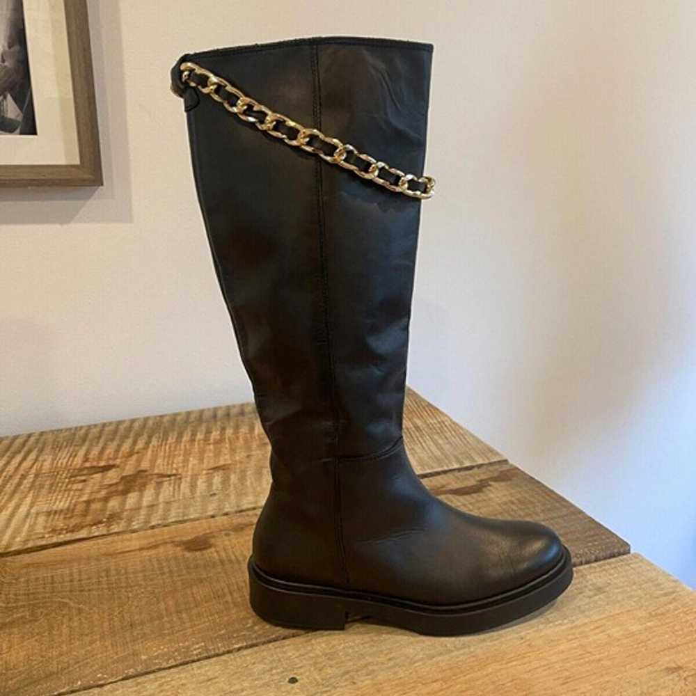 Anthropologie Alohas Black Leather Pier Boots Wit… - image 5