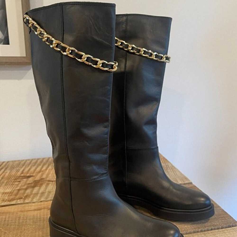 Anthropologie Alohas Black Leather Pier Boots Wit… - image 6