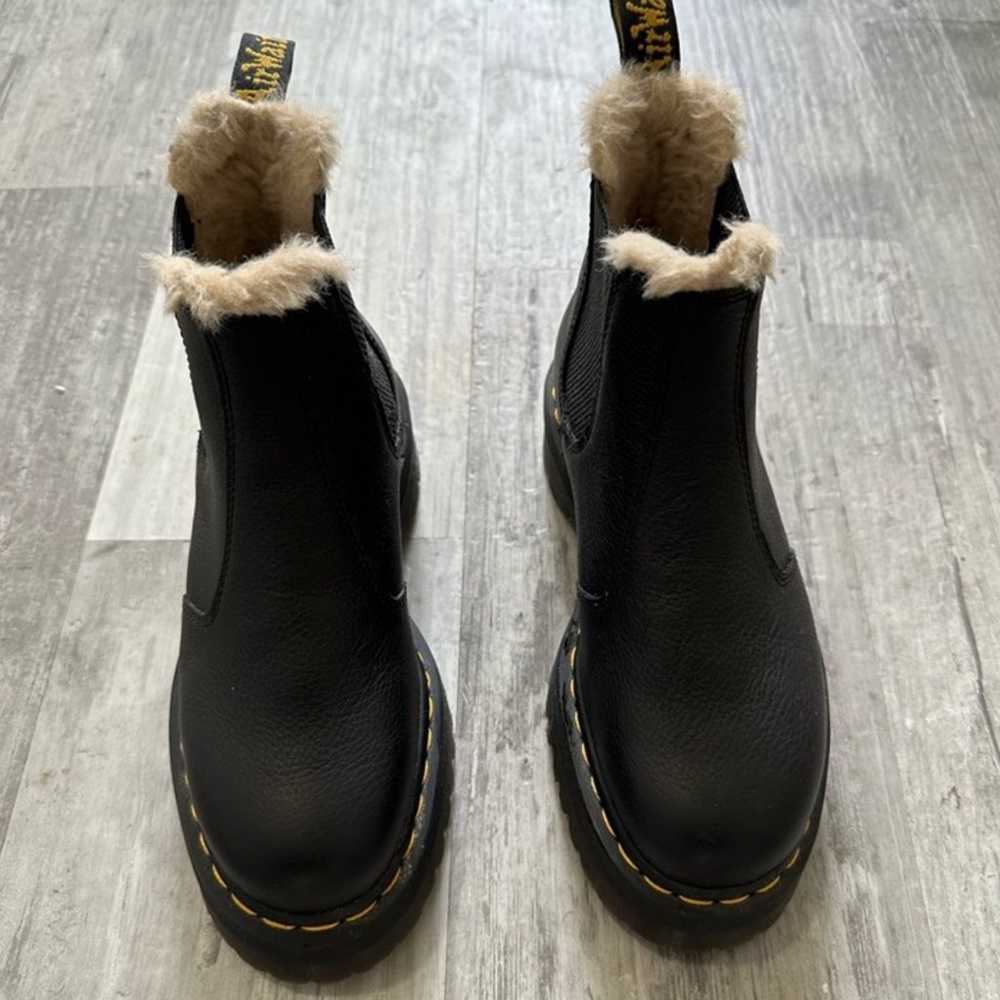 Black Dr. Martens Leather Lined Faux Fur Chelsea … - image 6