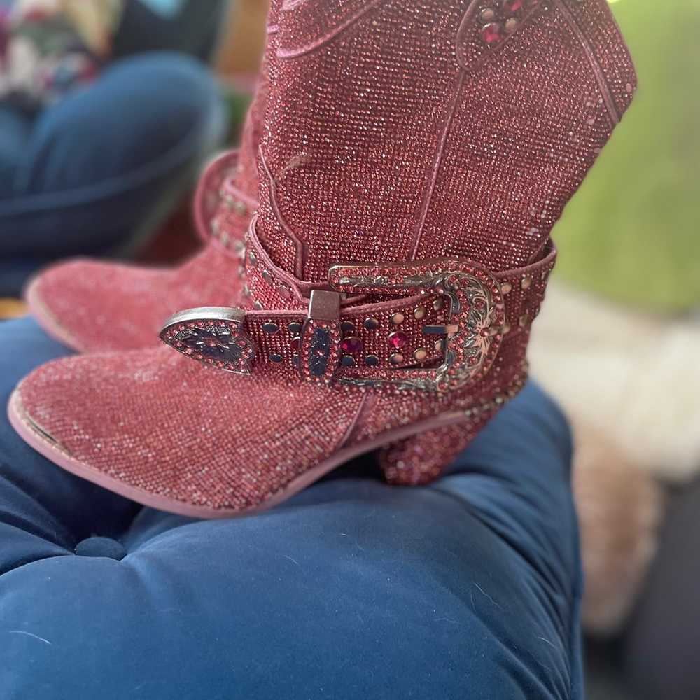Pink rhinestone cowgirl boots - image 1