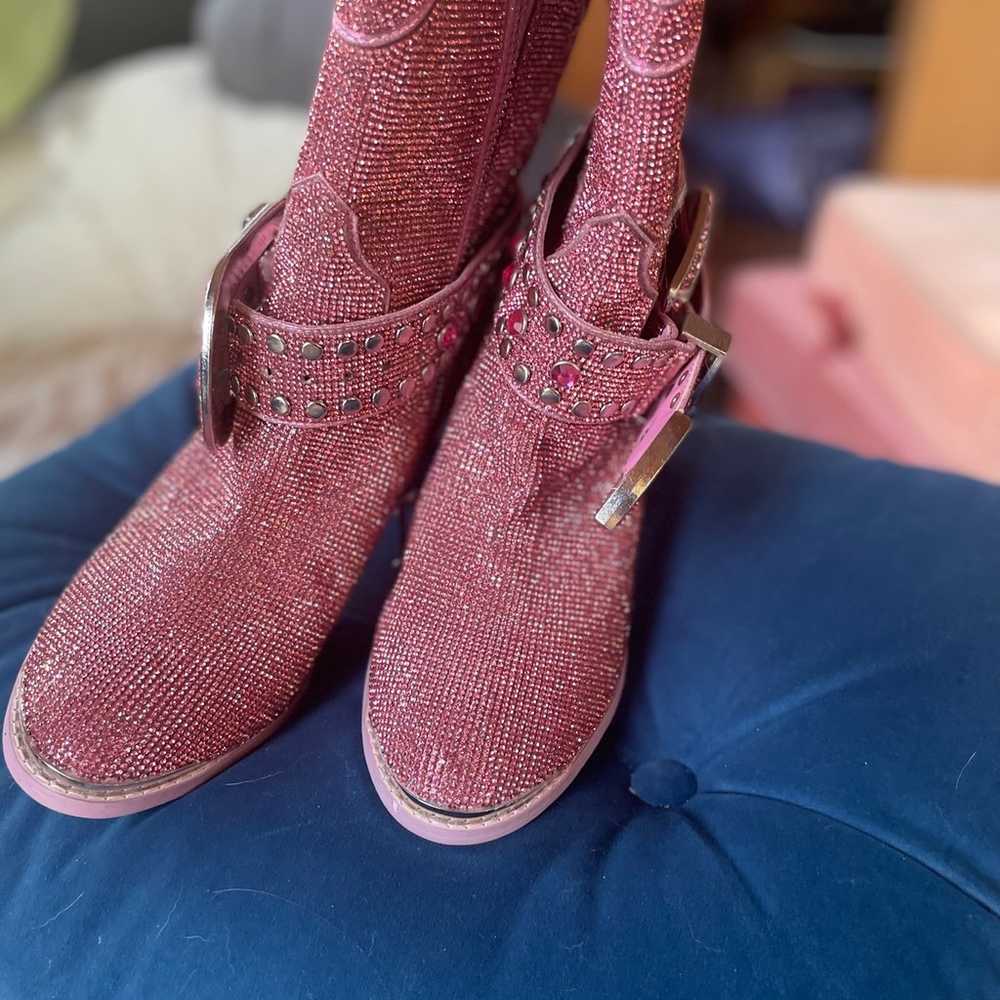 Pink rhinestone cowgirl boots - image 3