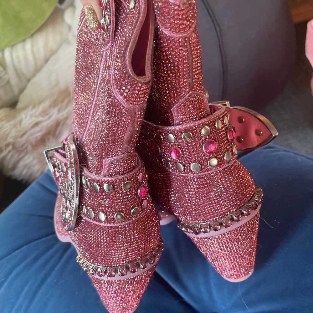 Pink rhinestone cowgirl boots - image 5