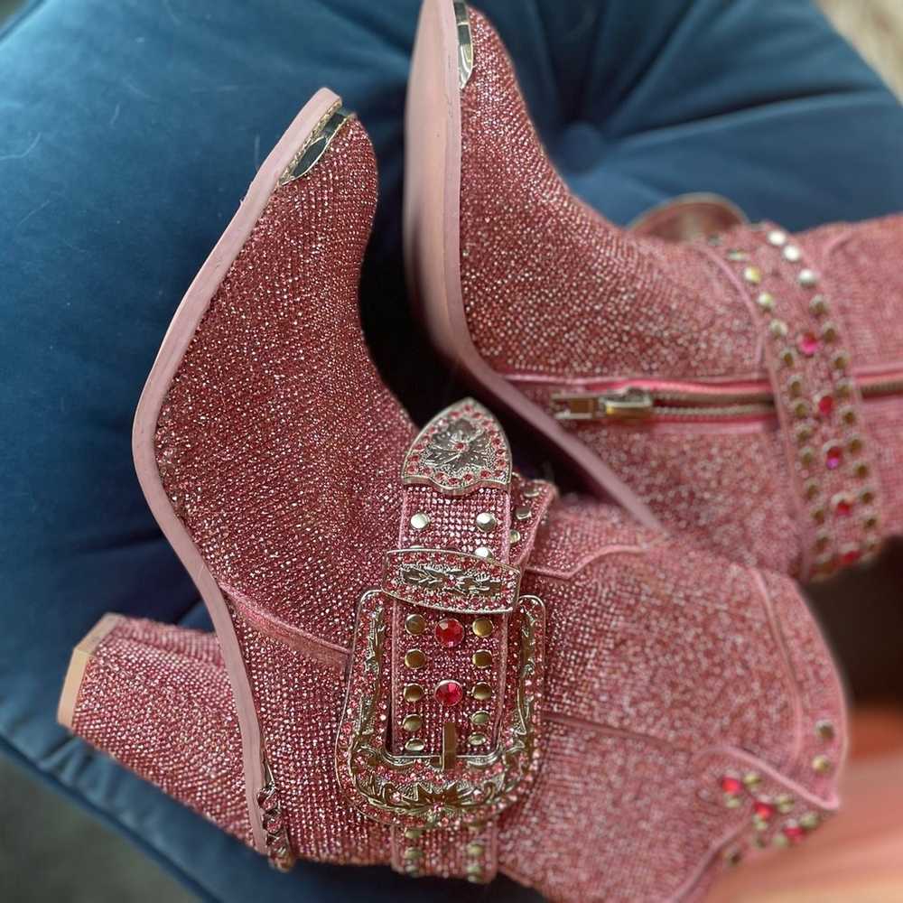 Pink rhinestone cowgirl boots - image 7