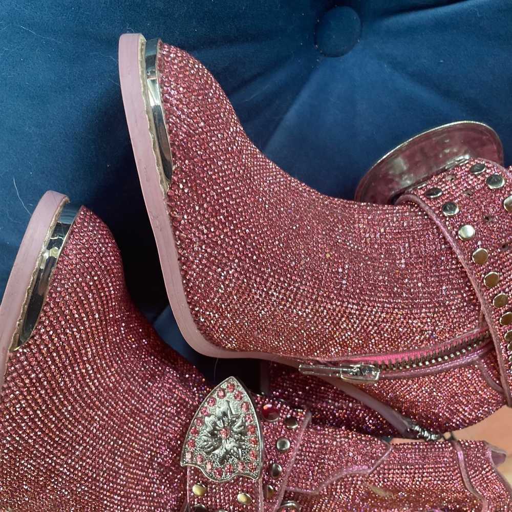Pink rhinestone cowgirl boots - image 8