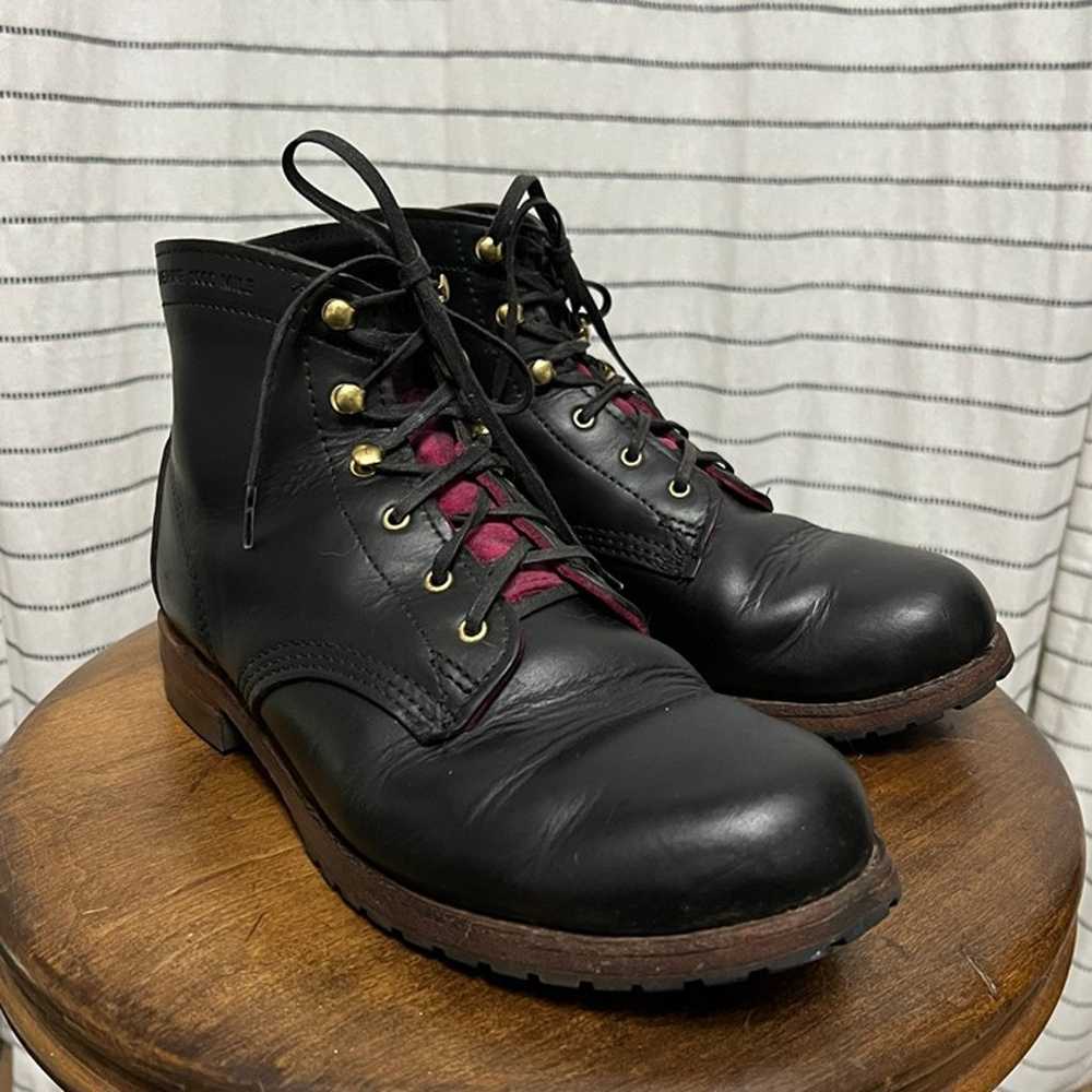 Wolverine 1000 mile black leather boots, rare pin… - image 3