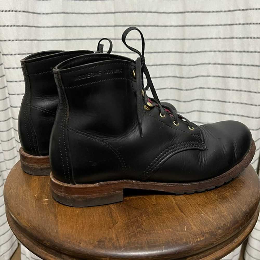 Wolverine 1000 mile black leather boots, rare pin… - image 4