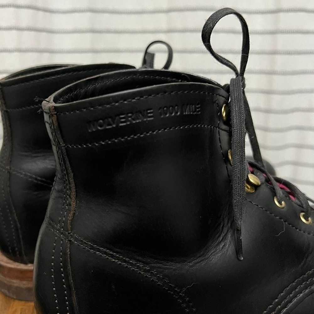 Wolverine 1000 mile black leather boots, rare pin… - image 5