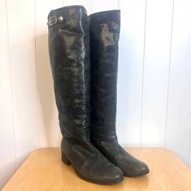 Via Roma 15 Crinkle Leather Dark Gray Knee High Bo