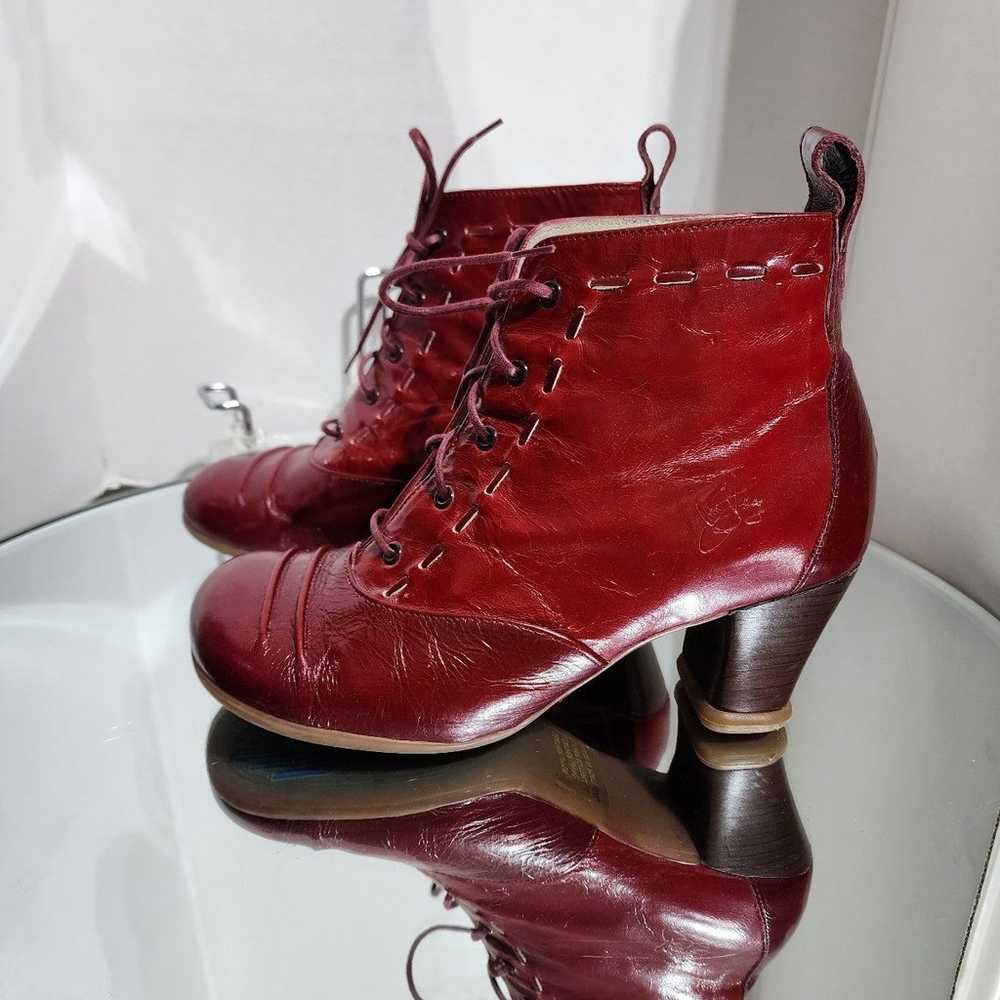 John Fluevog Red Leather Bootie Size 7 - image 4