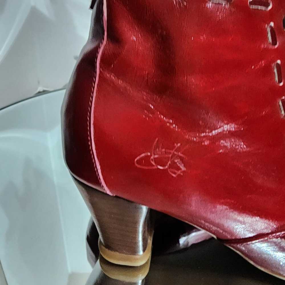 John Fluevog Red Leather Bootie Size 7 - image 9