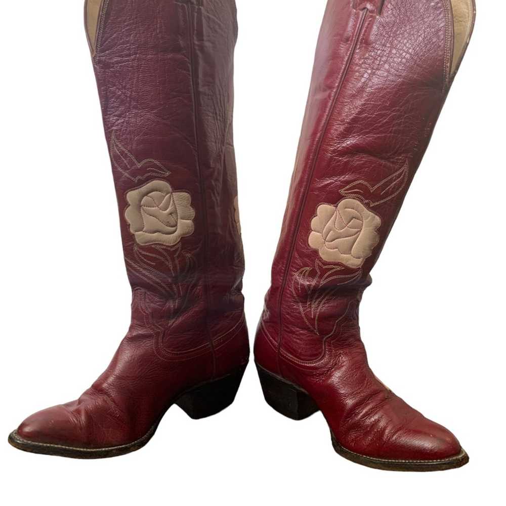 Vintage Justin Western Knee High Leather Cowboy B… - image 1