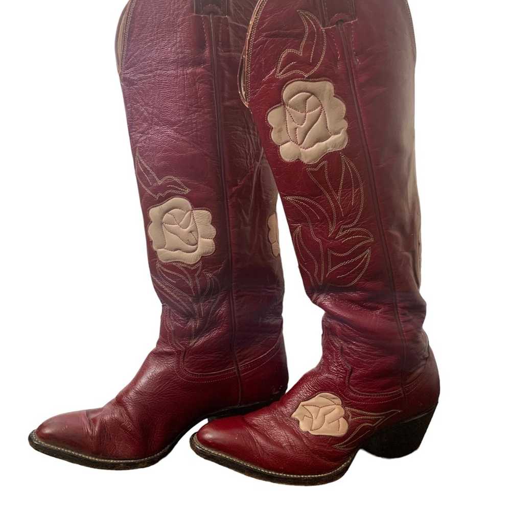Vintage Justin Western Knee High Leather Cowboy B… - image 3