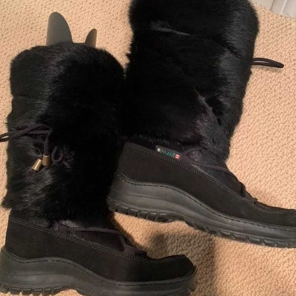 NWOT, Pajar black fur winter boots - image 1