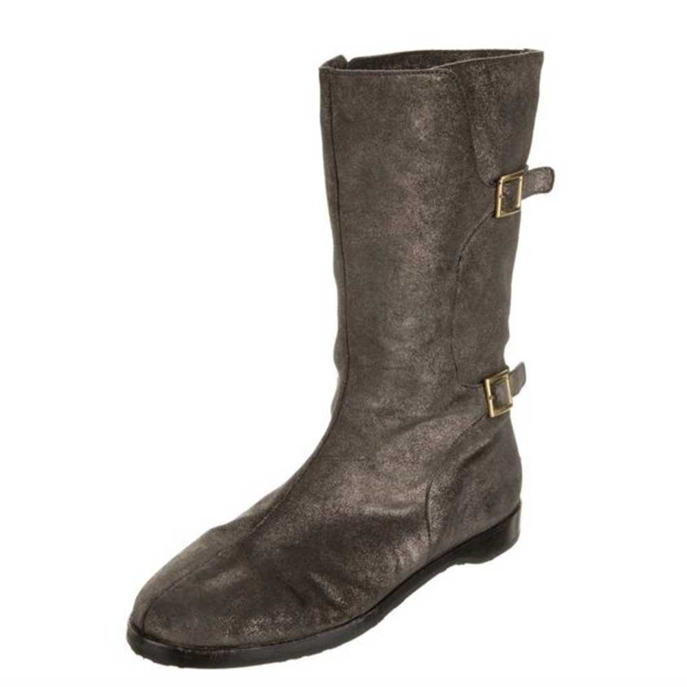 Jimmy Choo Suede Round-Toe Moto Boots - image 2