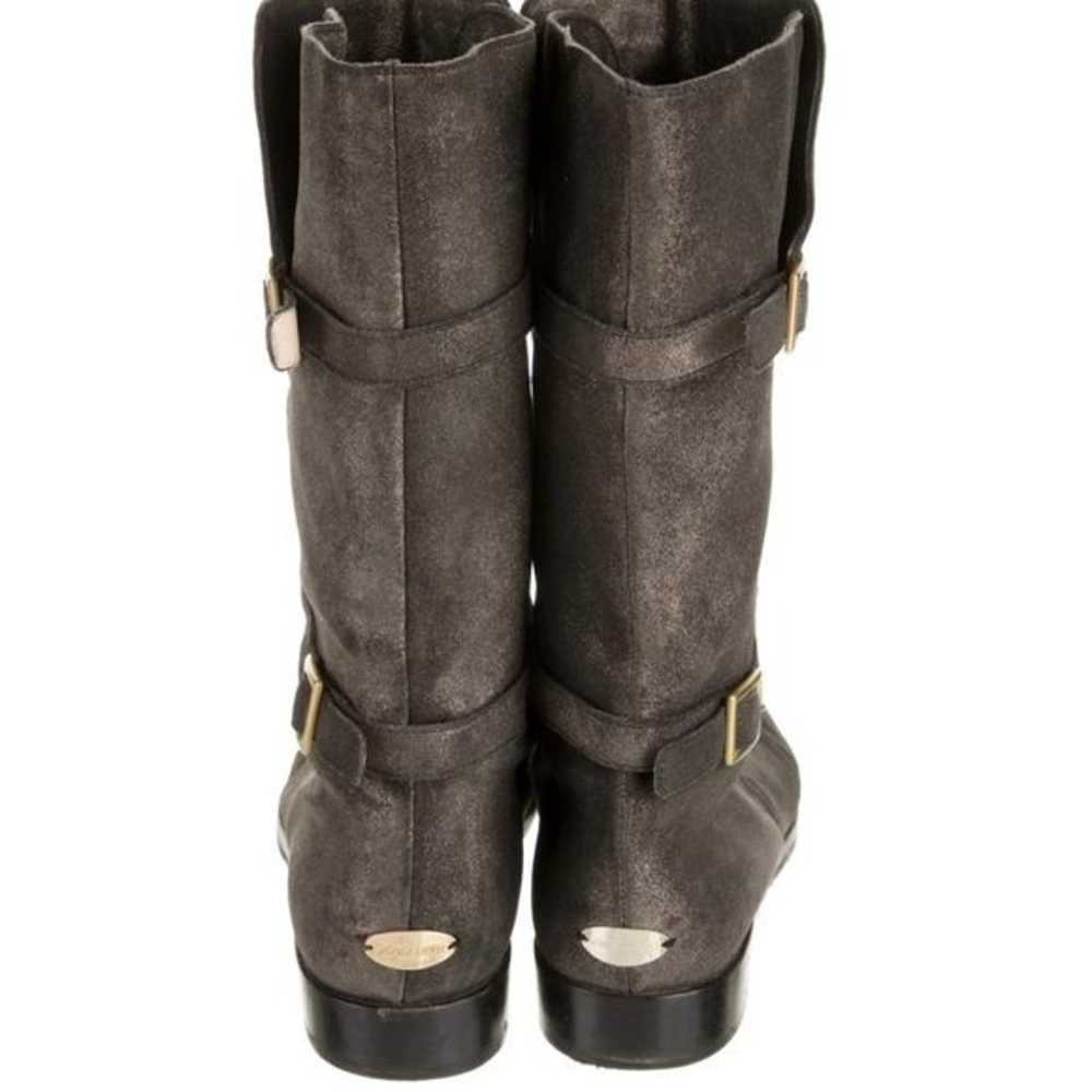 Jimmy Choo Suede Round-Toe Moto Boots - image 3