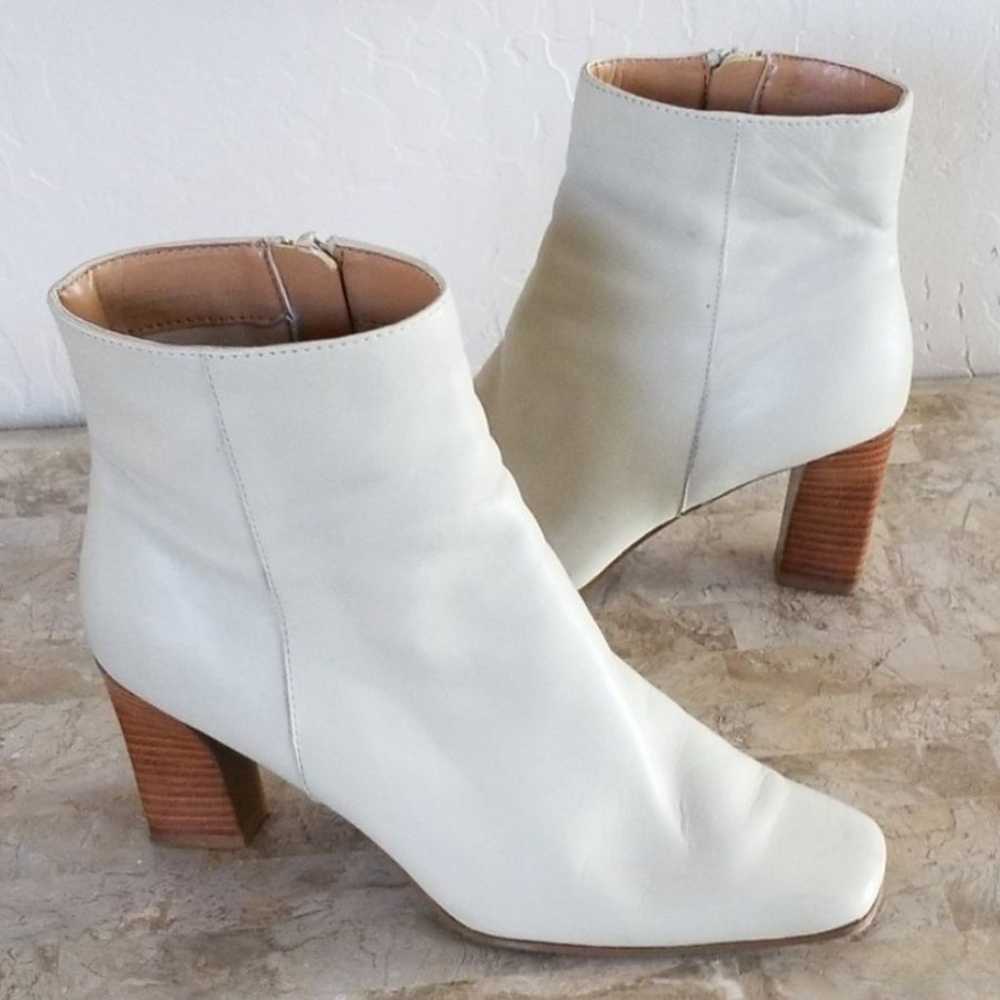 bloomingdales cream leather booties - image 2