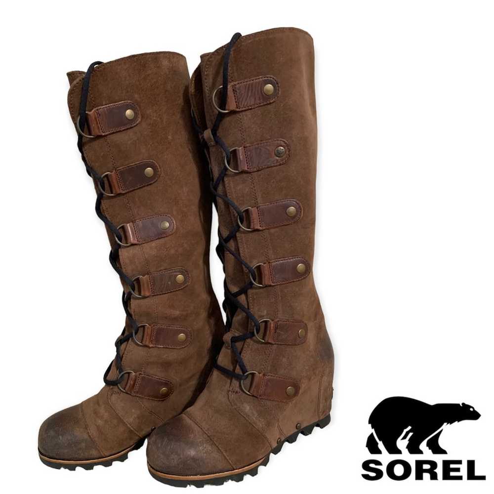 Sorel Joan Of Arctic Wedge Tall Leather Boots Lac… - image 2