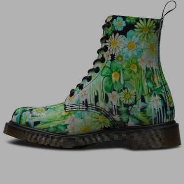 Dr Martens Green Slime Floral Boots