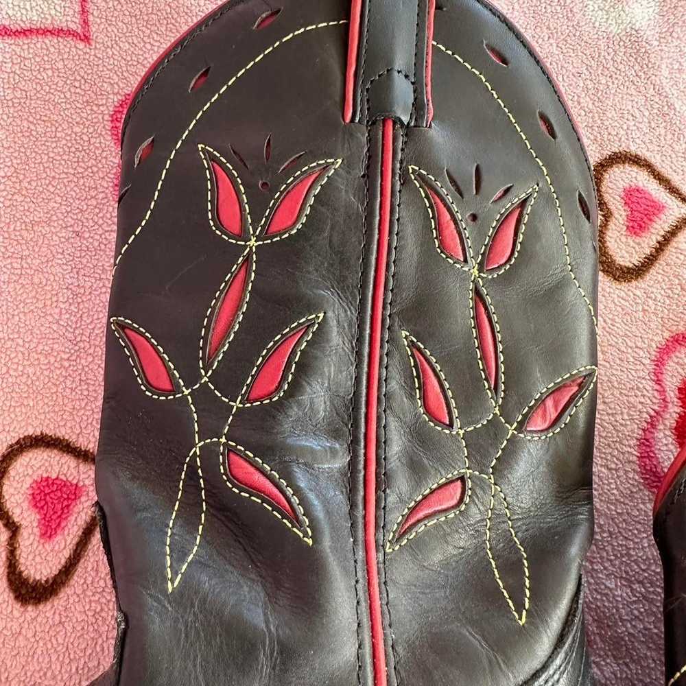 Vintage Laredo Black Red Embroidered Floral Point… - image 5