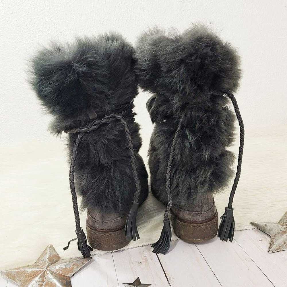 Frye Gail shearling fur boots Smoke gray black su… - image 5