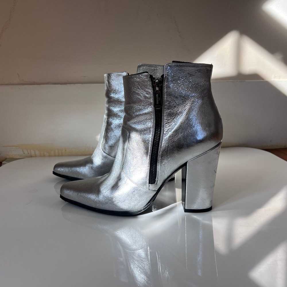 BALMAIN Silver Leather Ankle Boots 38/US7 $870 - image 3