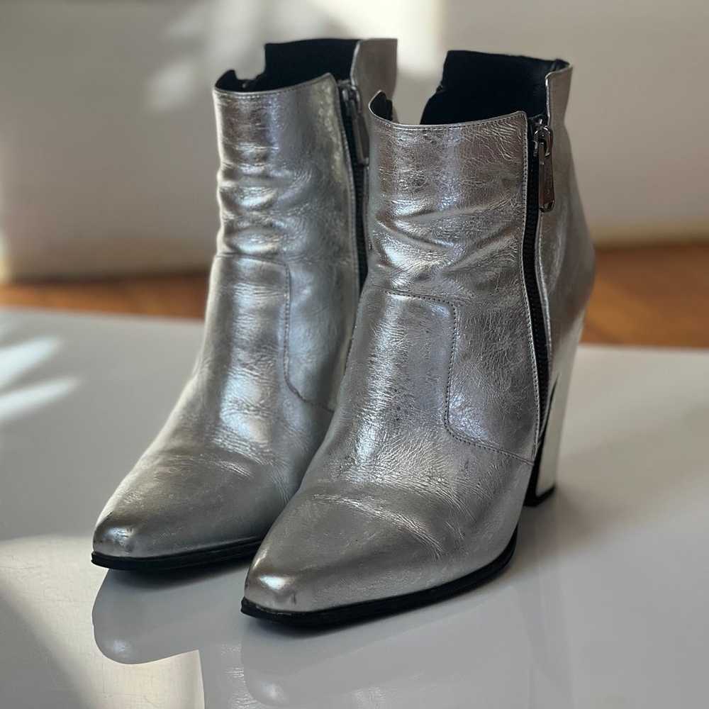 BALMAIN Silver Leather Ankle Boots 38/US7 $870 - image 4