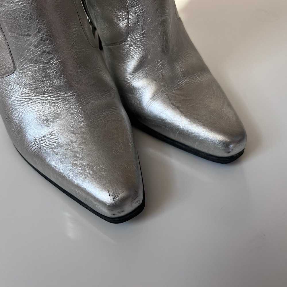 BALMAIN Silver Leather Ankle Boots 38/US7 $870 - image 7