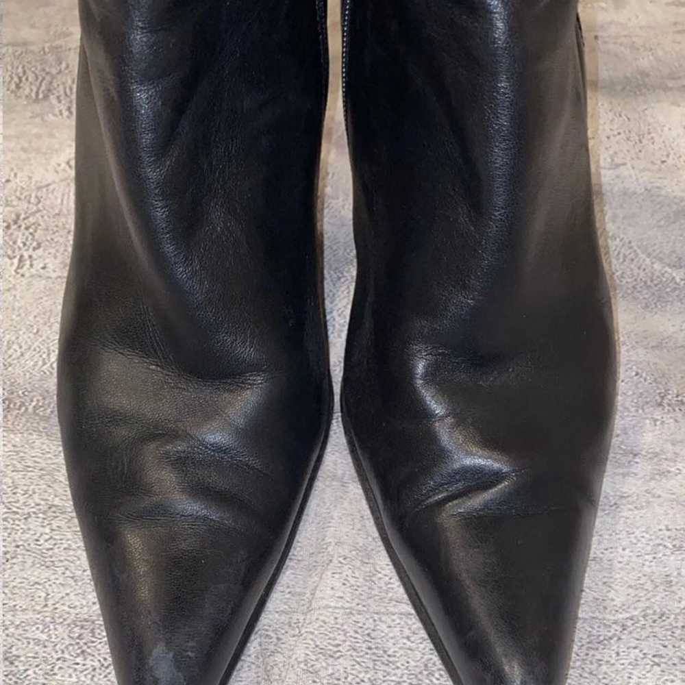 AUTH Prada Italy Black Leather Riding Knee High S… - image 4