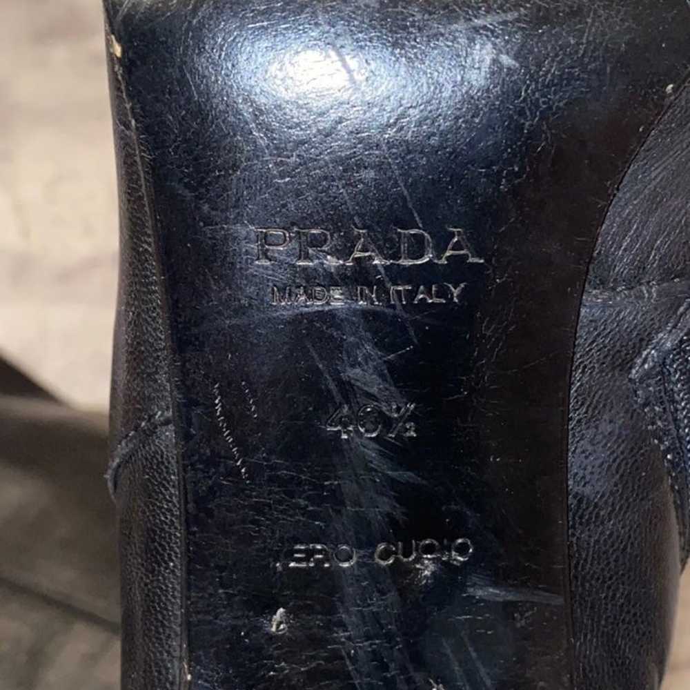 AUTH Prada Italy Black Leather Riding Knee High S… - image 8