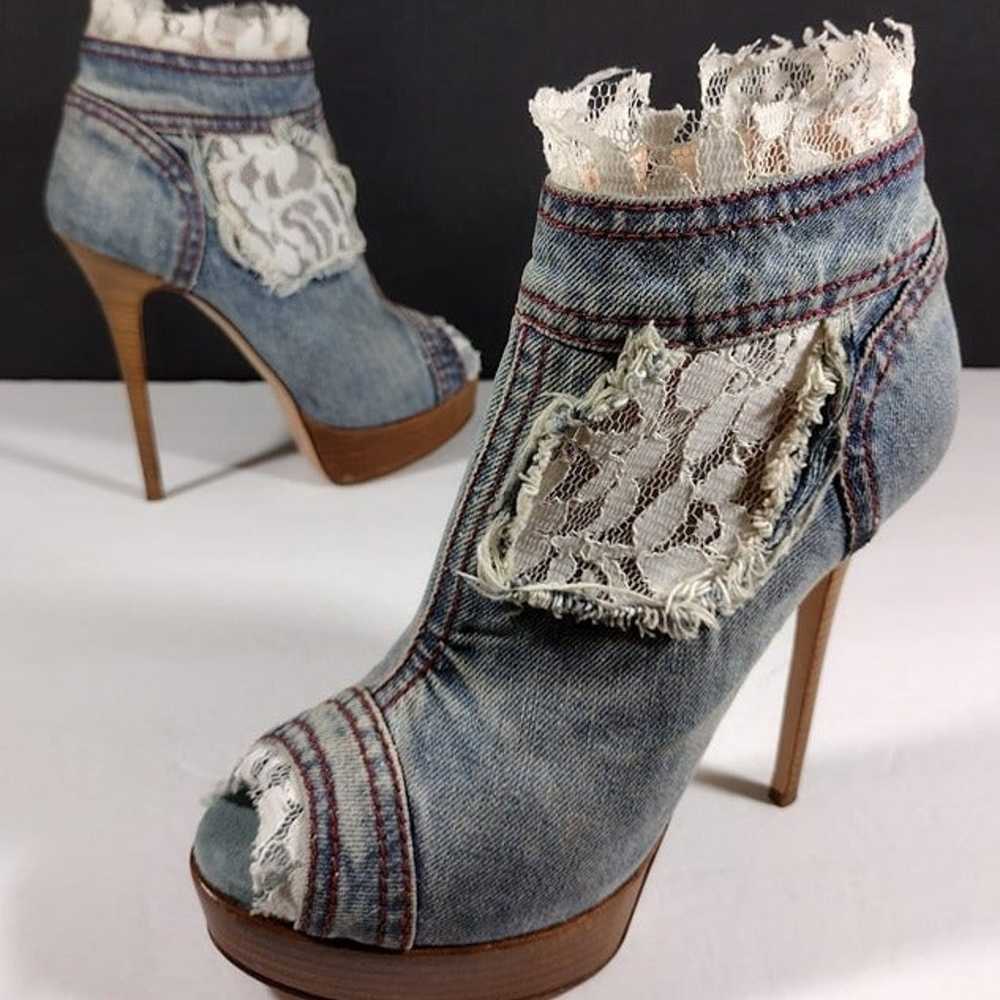 Gianmarco Lorenzi Women's Distressed Denim Bootie… - image 1