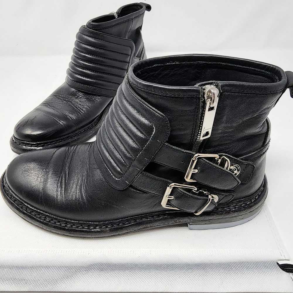 Burberry Keating Black Leather Moto Boots 37 - image 3