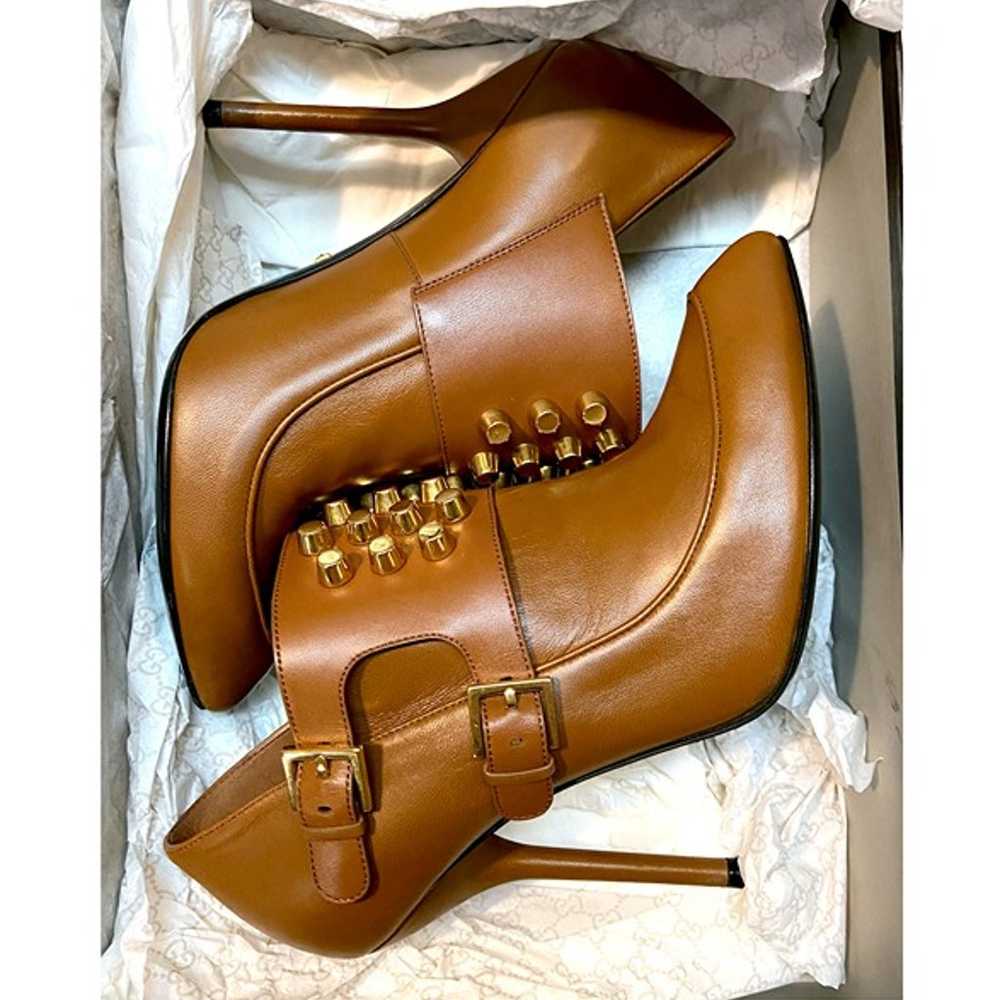 $1195 Gucci Ankle booties brown Nappa Charlotte B… - image 11