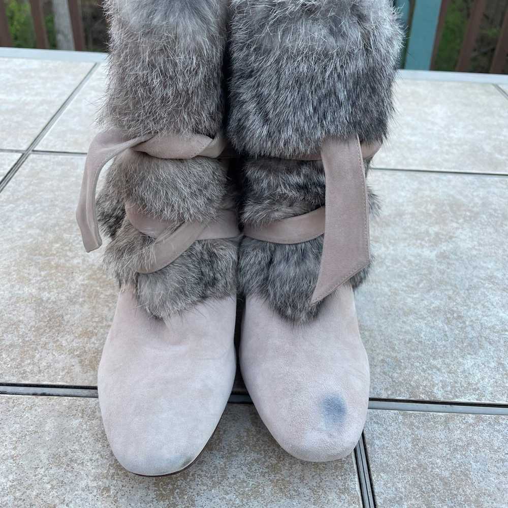 women's alexandre birman rabbit fur boots pink su… - image 4