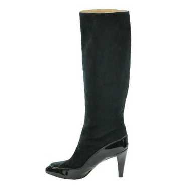 DIANE VON FURSTENBERG Black Suede Boots With Pate… - image 1